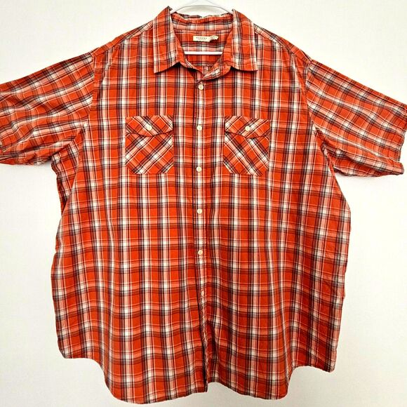 Sonoma Other - SONOMA Mens Orange Plaid Short Sleeve Button Shirt Size 3X BIG